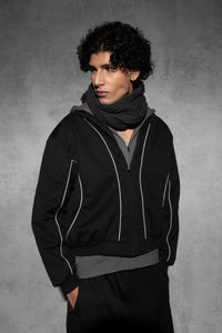 Minimal black oversized men’s tracksuit with relaxed silhouette