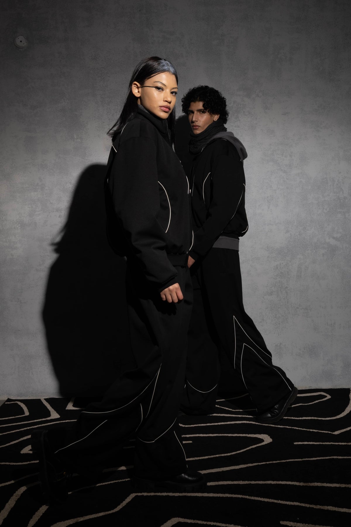 men's black oversized tracksuit styled for streetwear fashion