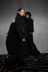 men's black oversized tracksuit styled for streetwear fashion