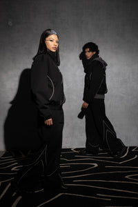 Black oversized tracksuit set with jacket and pants