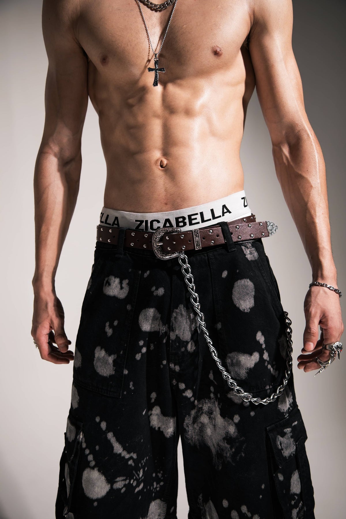 Heavyweight black denim cargos designed for durable streetwear wear