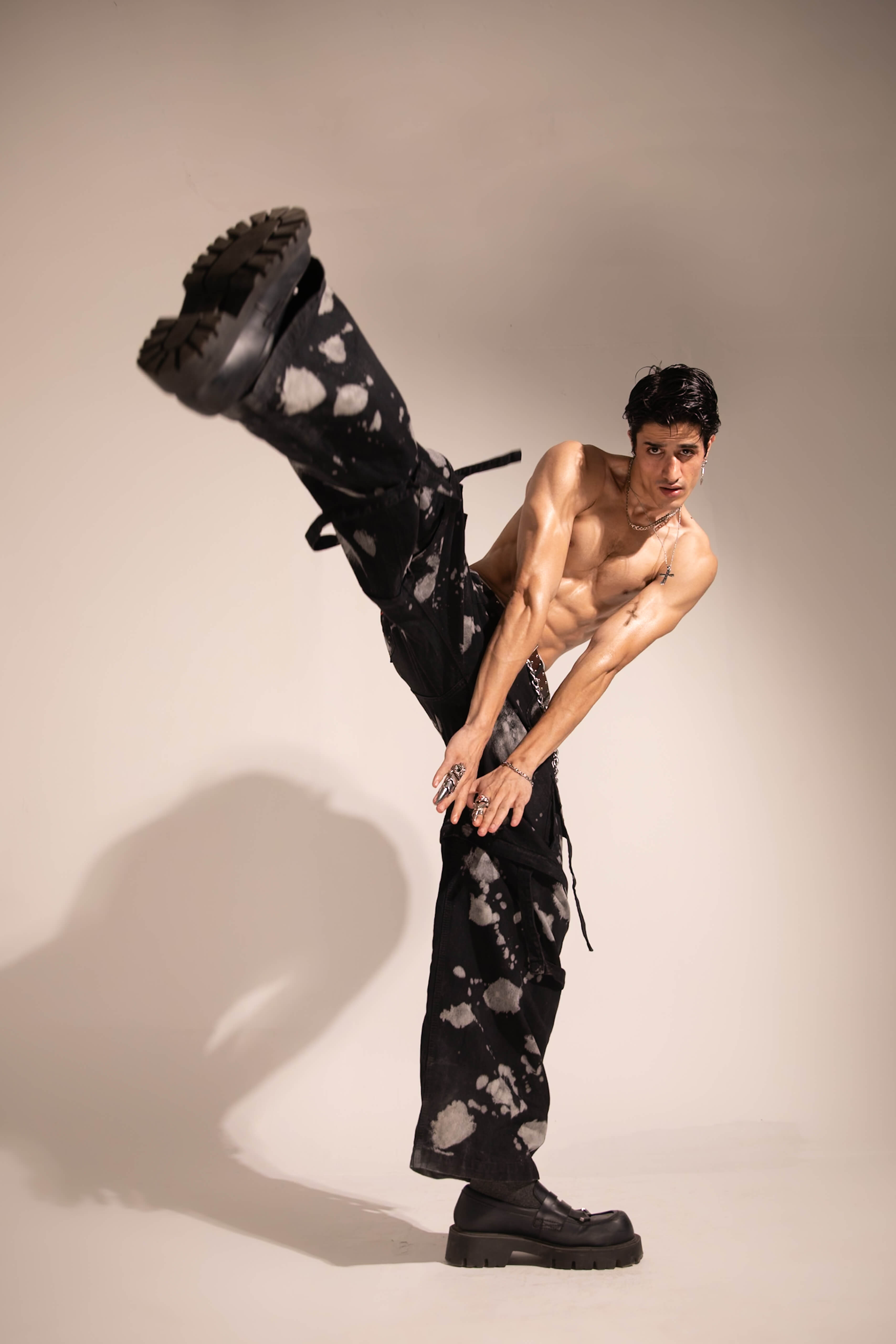 premium wide leg black denim cargo pants built for bold streetwear styling