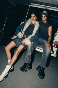 charcoal 100% cotton sharp fit tank top for men with a modern streetwear look