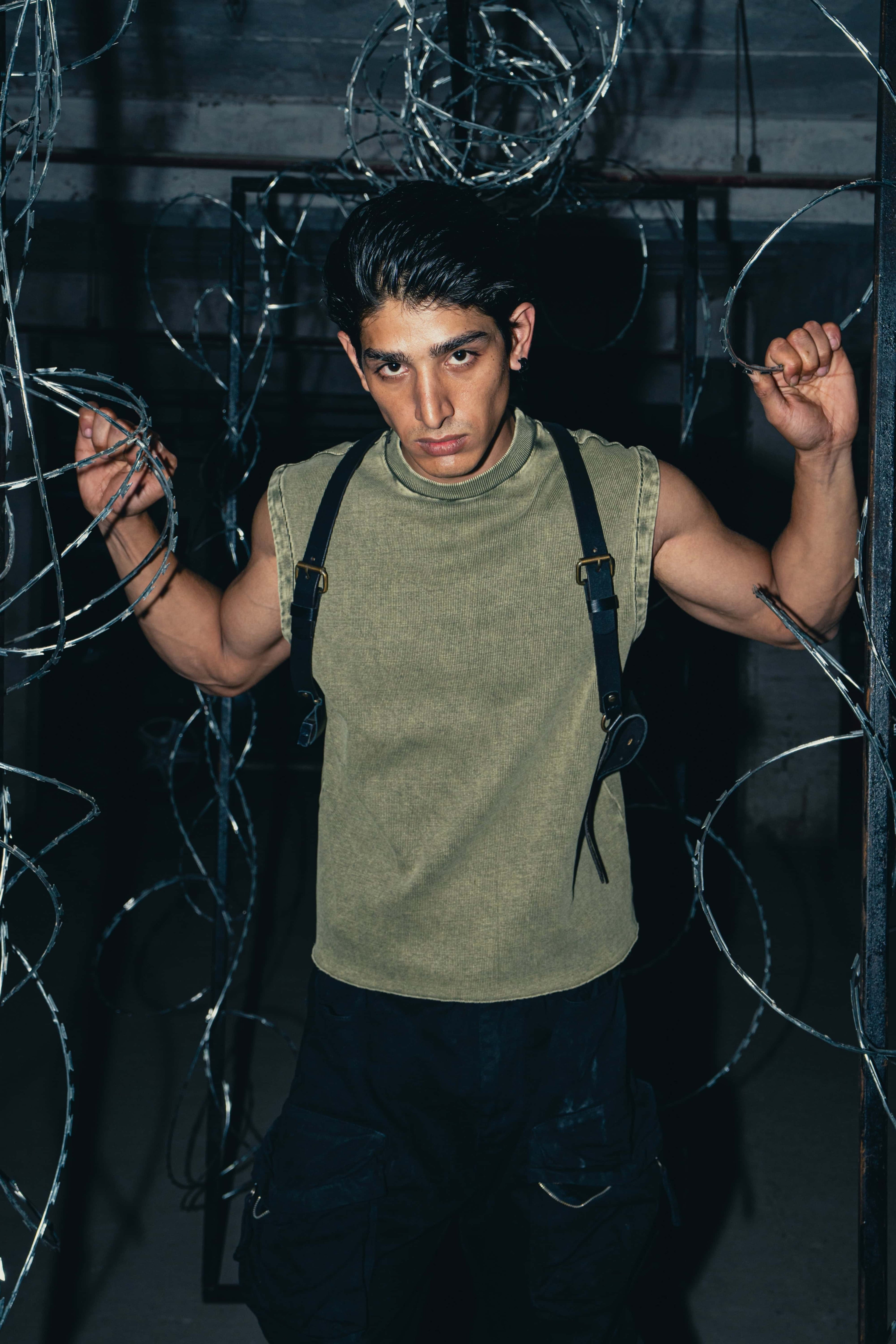 Olive green cotton tank top in a comfort fit, combining a relaxed feel with a stylish appearance for daily wear