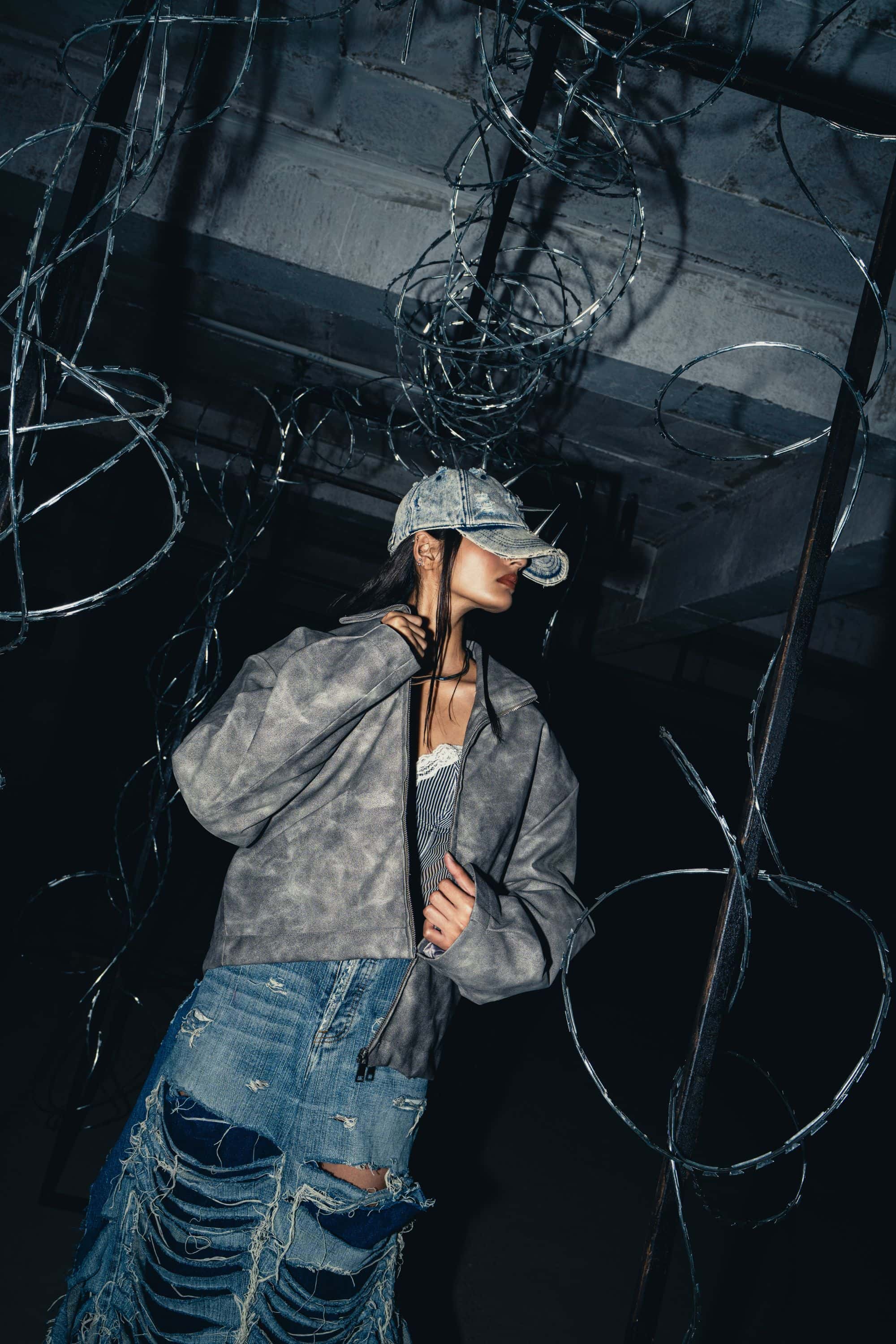 Luxurious oversized grey leather jacket made from genuine leather, perfect for a high-end streetwear look with an oversized, relaxed fit