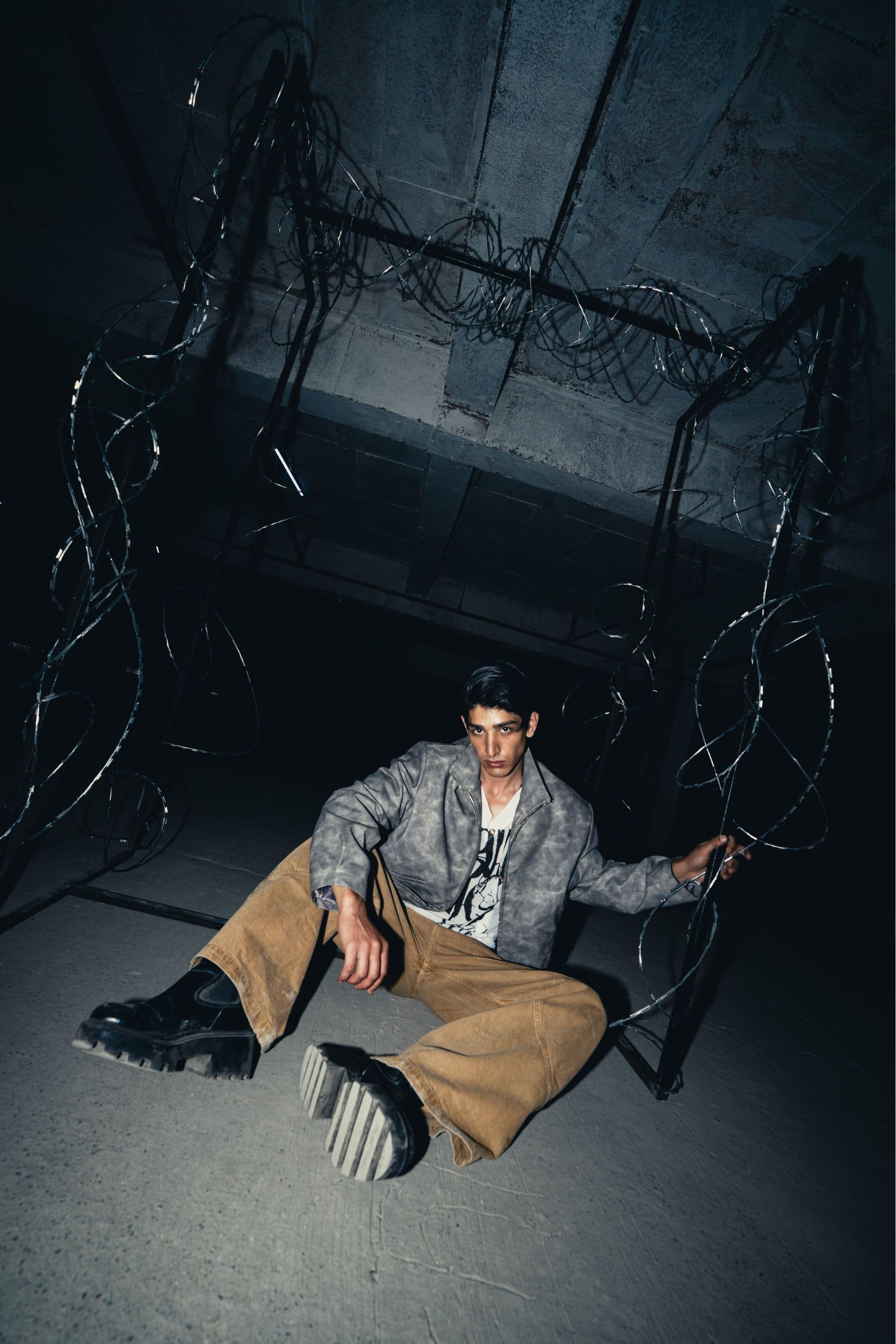 Grey oversized jacket crafted from premium genuine leather, designed for a bold streetwear look, offering an authentic, modern style