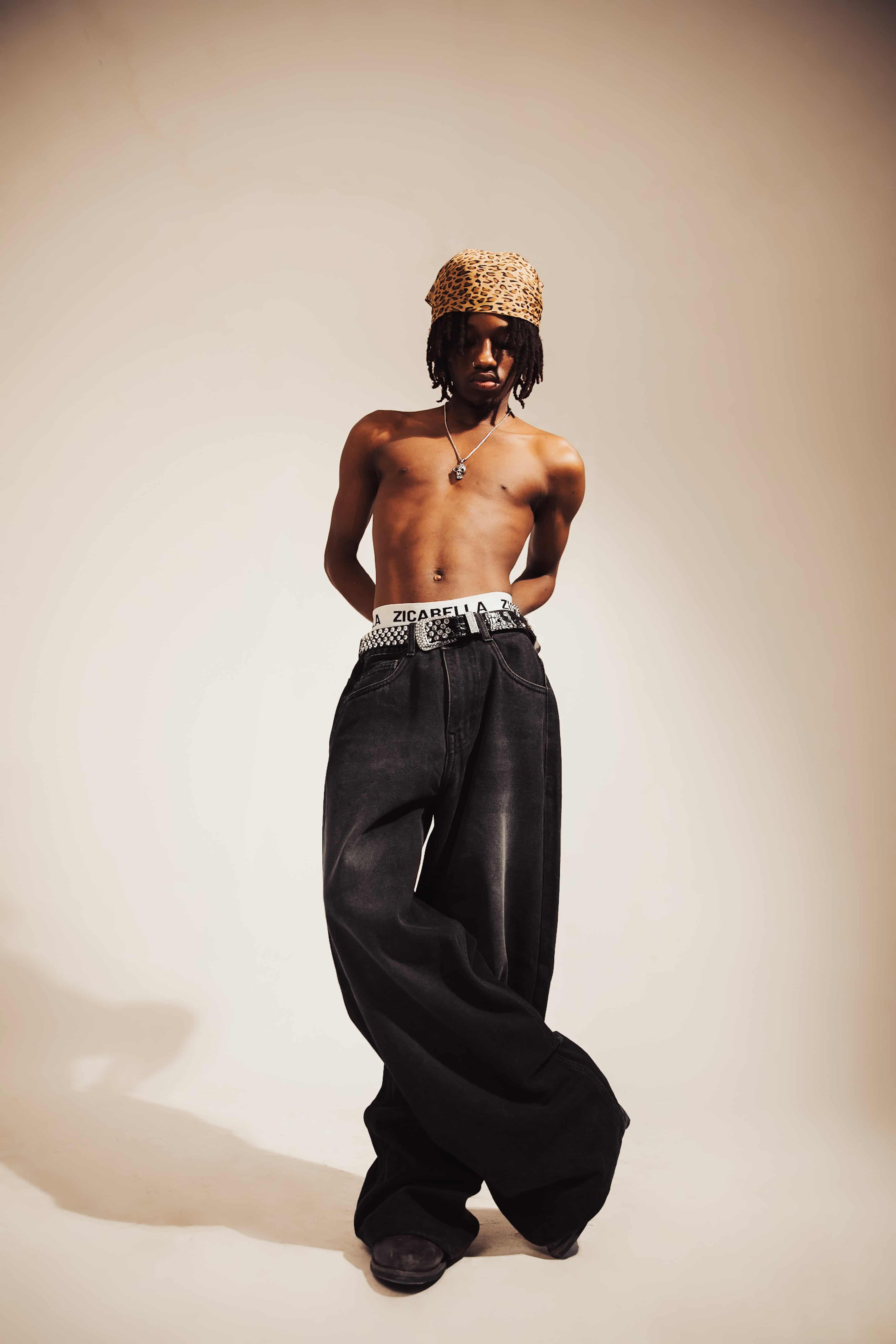 Jeans crafted from premium denim with a baggy fit and distressed detailing, offering a bold streetwear style