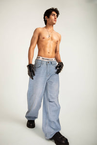 Jeans constructed in denim with a baggy fit and vintage-wash finish offering natural movement and elevated streetwear appeal