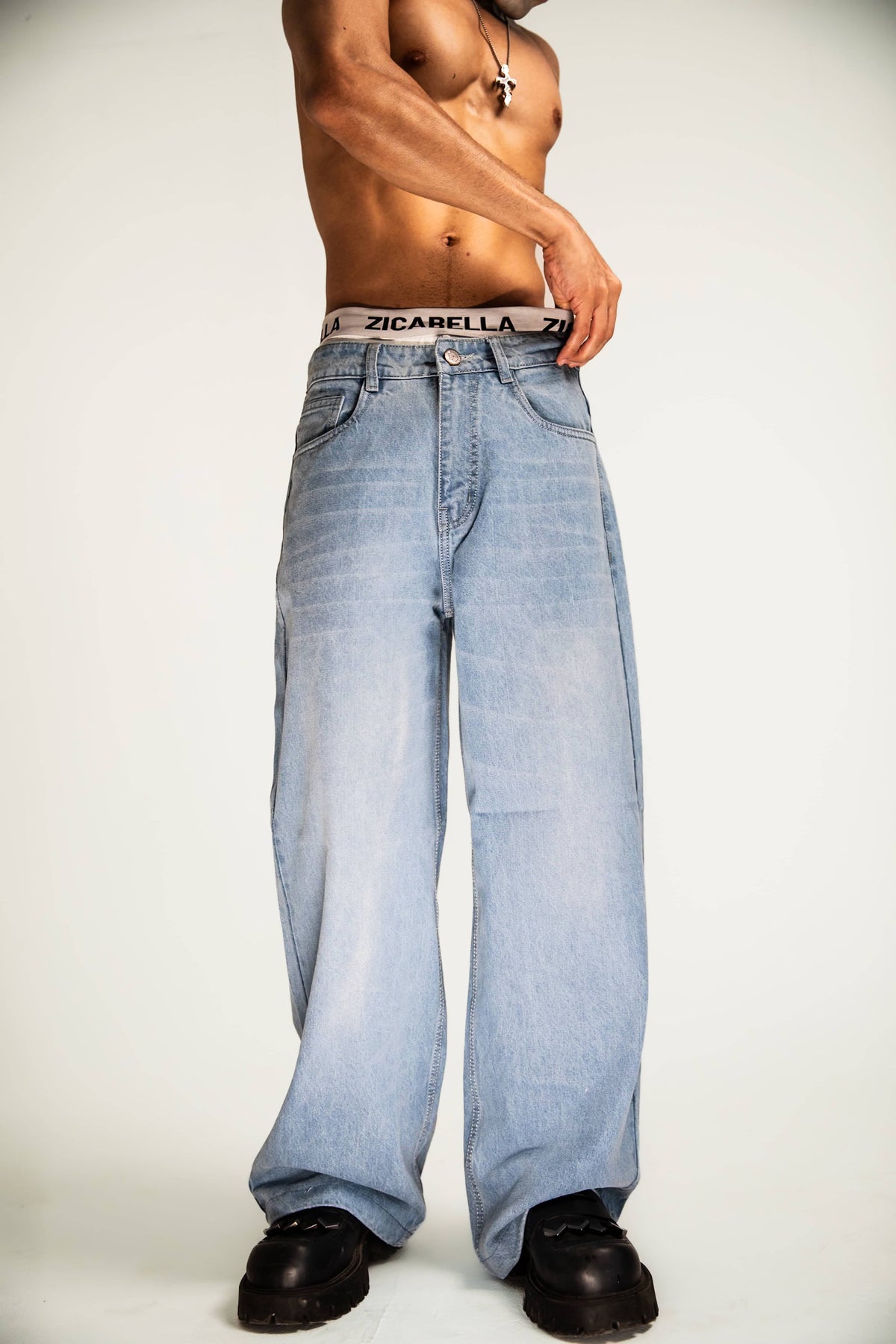 Jeans finished in denim with a relaxed fit and vintage-wash character creating soft movement and timeless streetwear presence