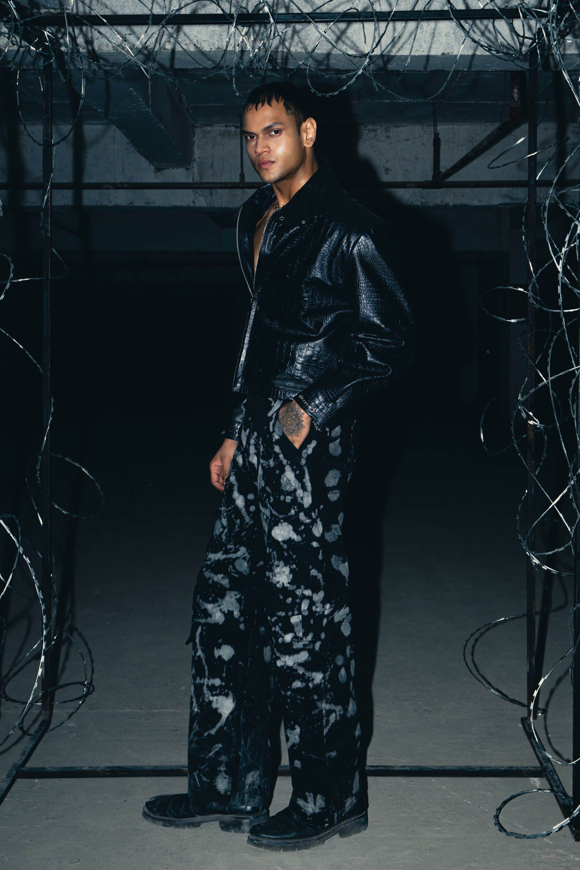 Luxury black jacket designed with a smart finish for a high fashion streetwear look