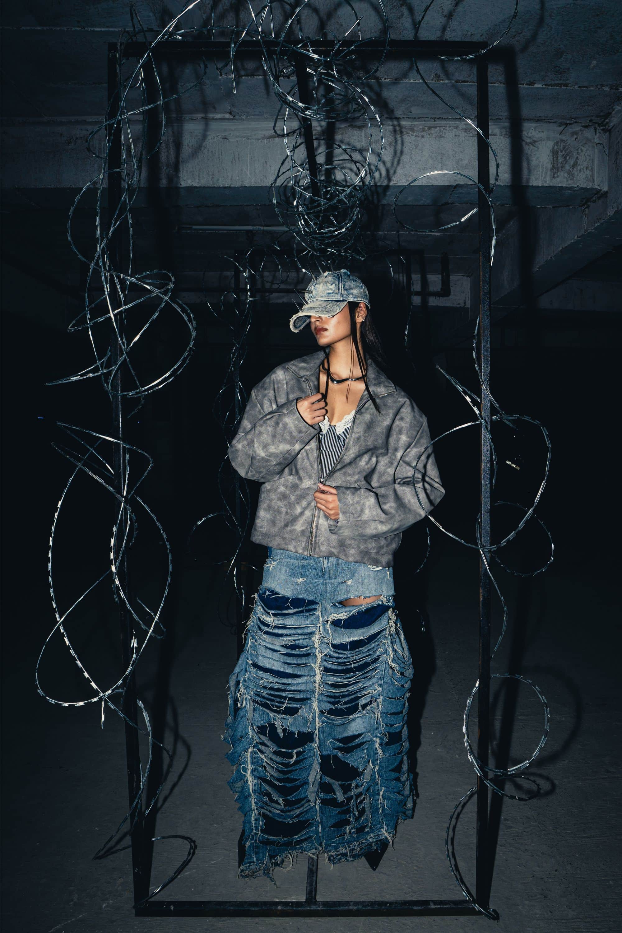 Cool grey leather jacket made from genuine leather, designed with an oversized fit for a modern streetwear aesthetic