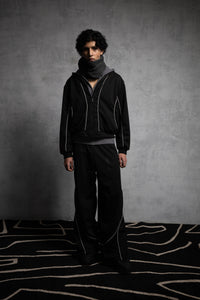premium streetwear inspired black oversized tracksuit for men