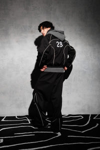 Relaxed fit black oversized tracksuit for men