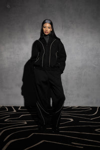 Relaxed fit black premium oversized tracksuit for casual wear
