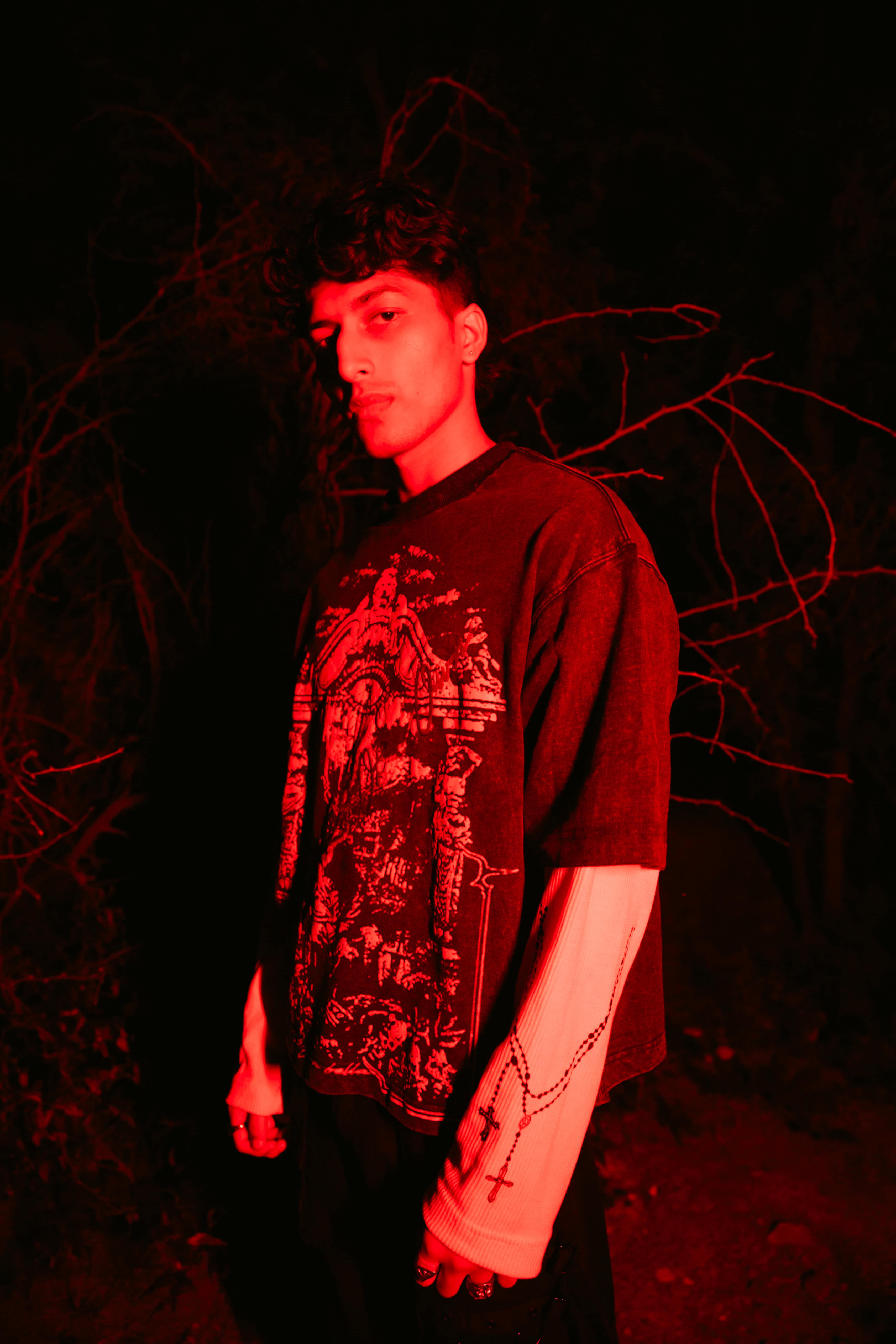 premium dark aesthetic black 100% cotton graphic t-shirt designed for bold streetwear expression.