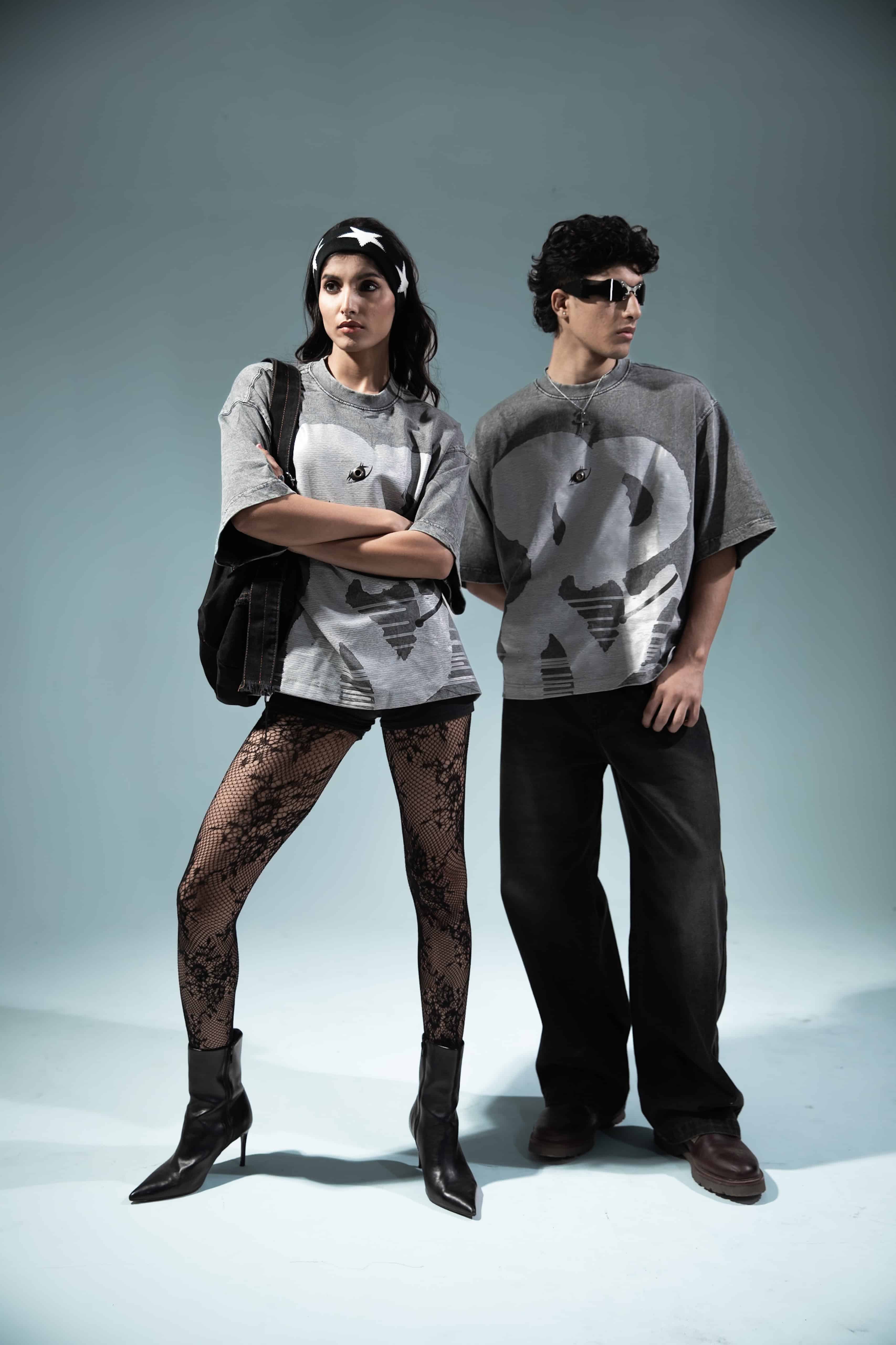 Oversized grey graphic t-shirt with bold "Graphic Soul" design, crafted for modern streetwear lovers