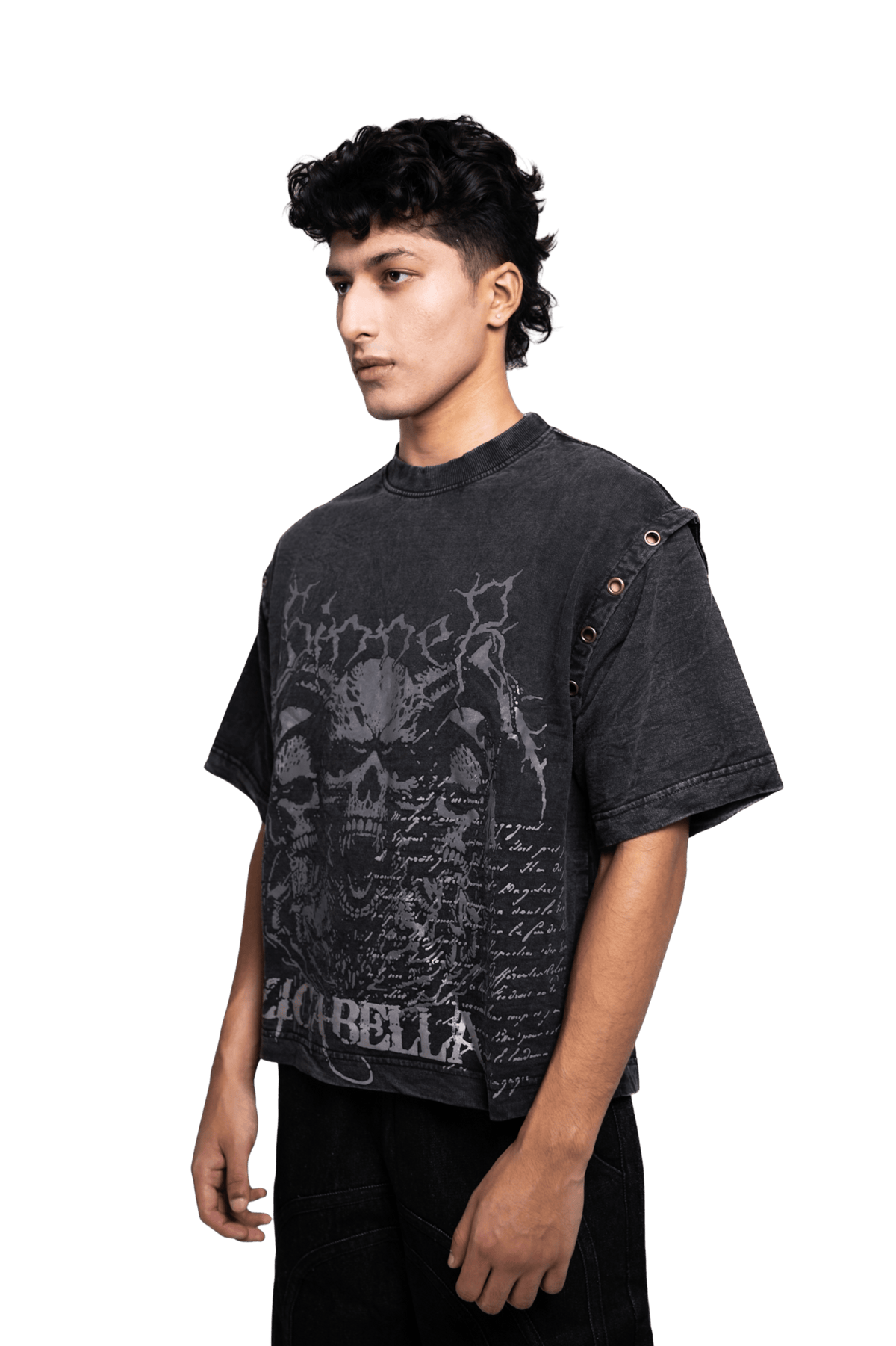 Premium 100% cotton oversized t-shirt captured in a portrait shot with clean streetwear styling