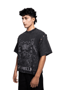 Premium 100% cotton oversized t-shirt captured in a portrait shot with clean streetwear styling