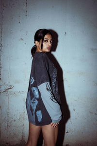 Relaxed fit T-shirt made from premium cotton with textured graphic print in washed black, designed for streetwear