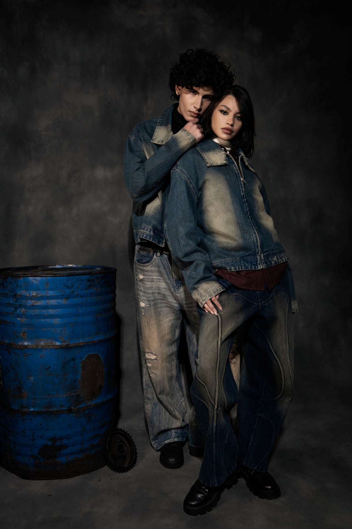 Urban style denim jacket designed for modern streetwear aesthetics