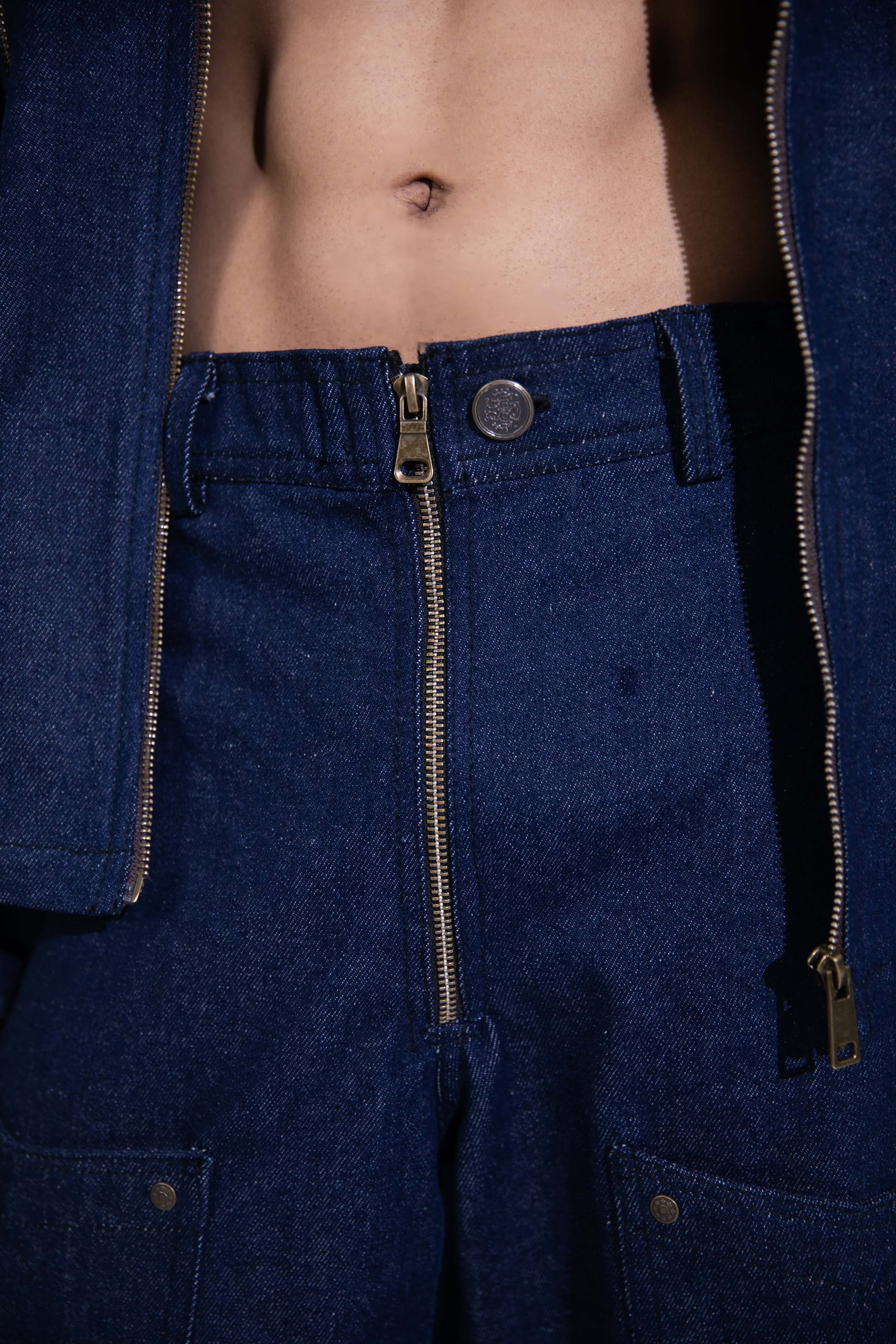 Wide Leg Denim Pants in Blue for Men’s Casual Menswear Outfit