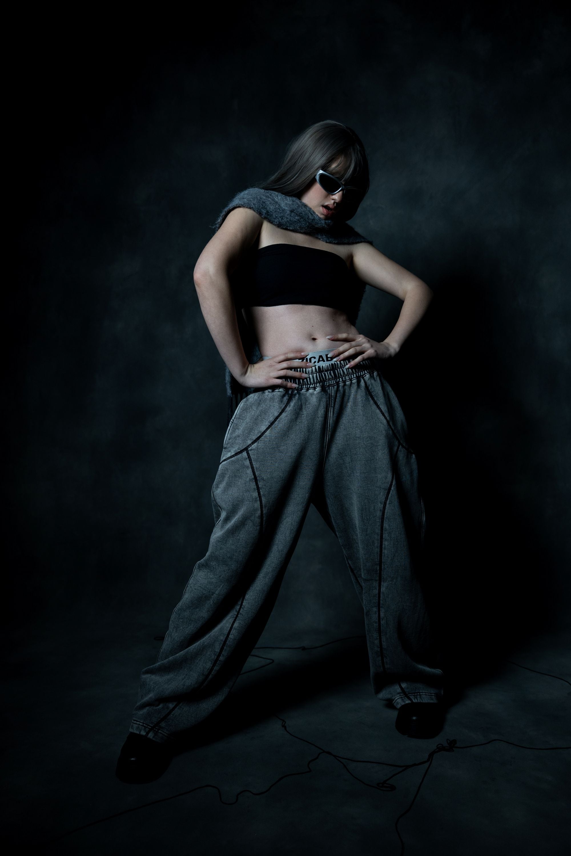 Zica Bella grey baggy lower crafted for premium streetwear styling with oversized relaxed fit