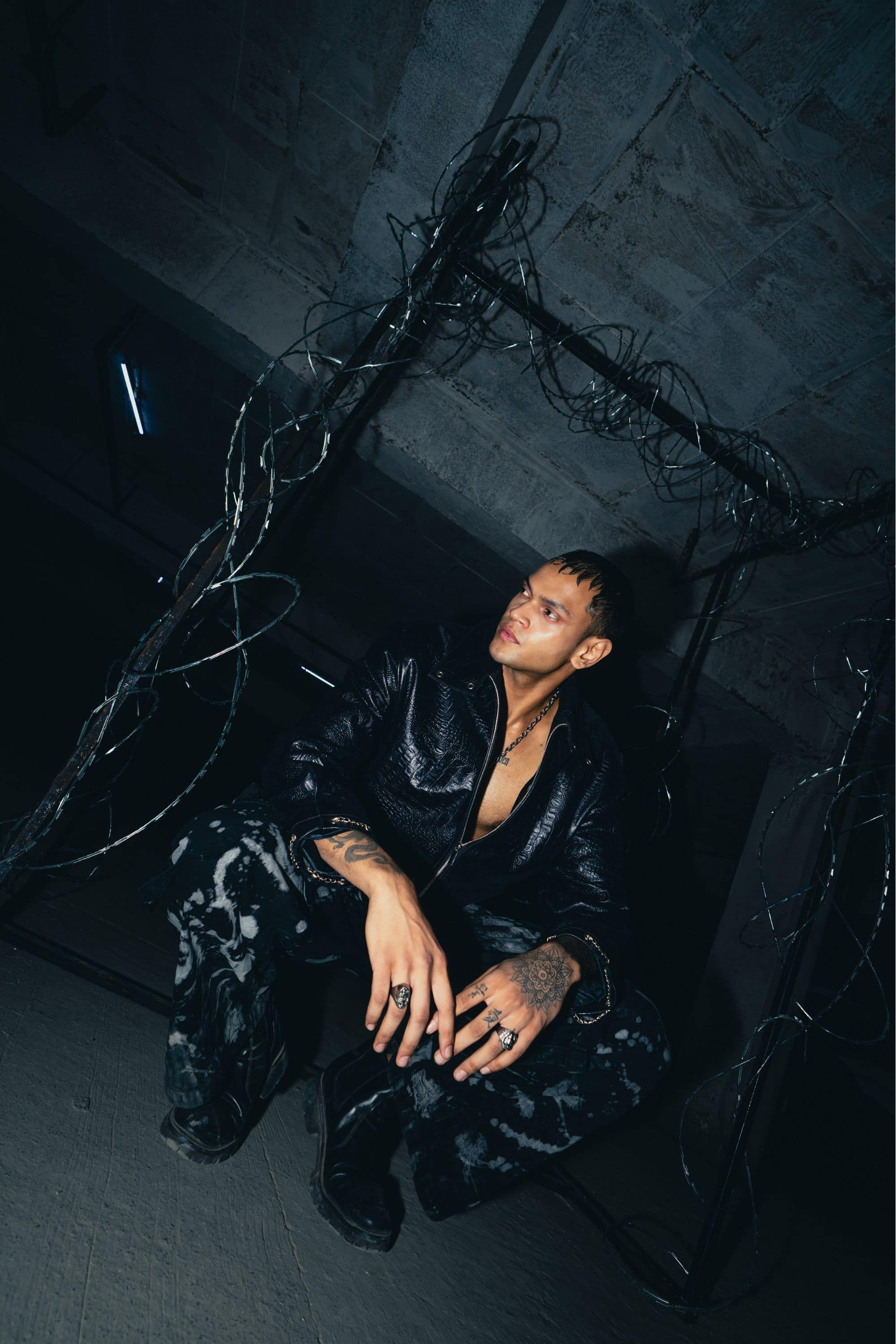 Relaxed oversized black croc leather jacket, ideal for layering and adding a premium touch to your wardrobe by zica bella