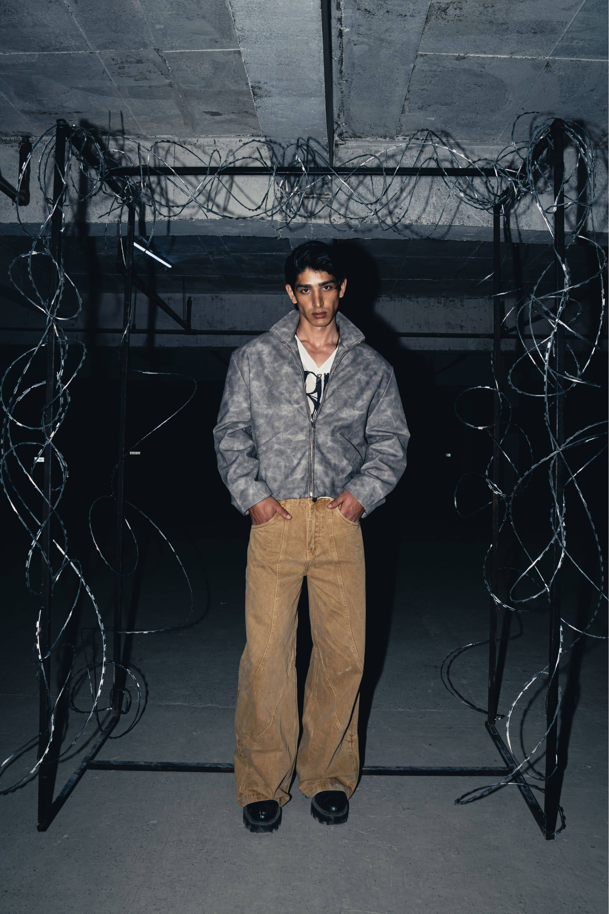 Fashion-forward oversized grey leather jacket made from premium genuine leather, designed for a streetwear-inspired look by zica bella