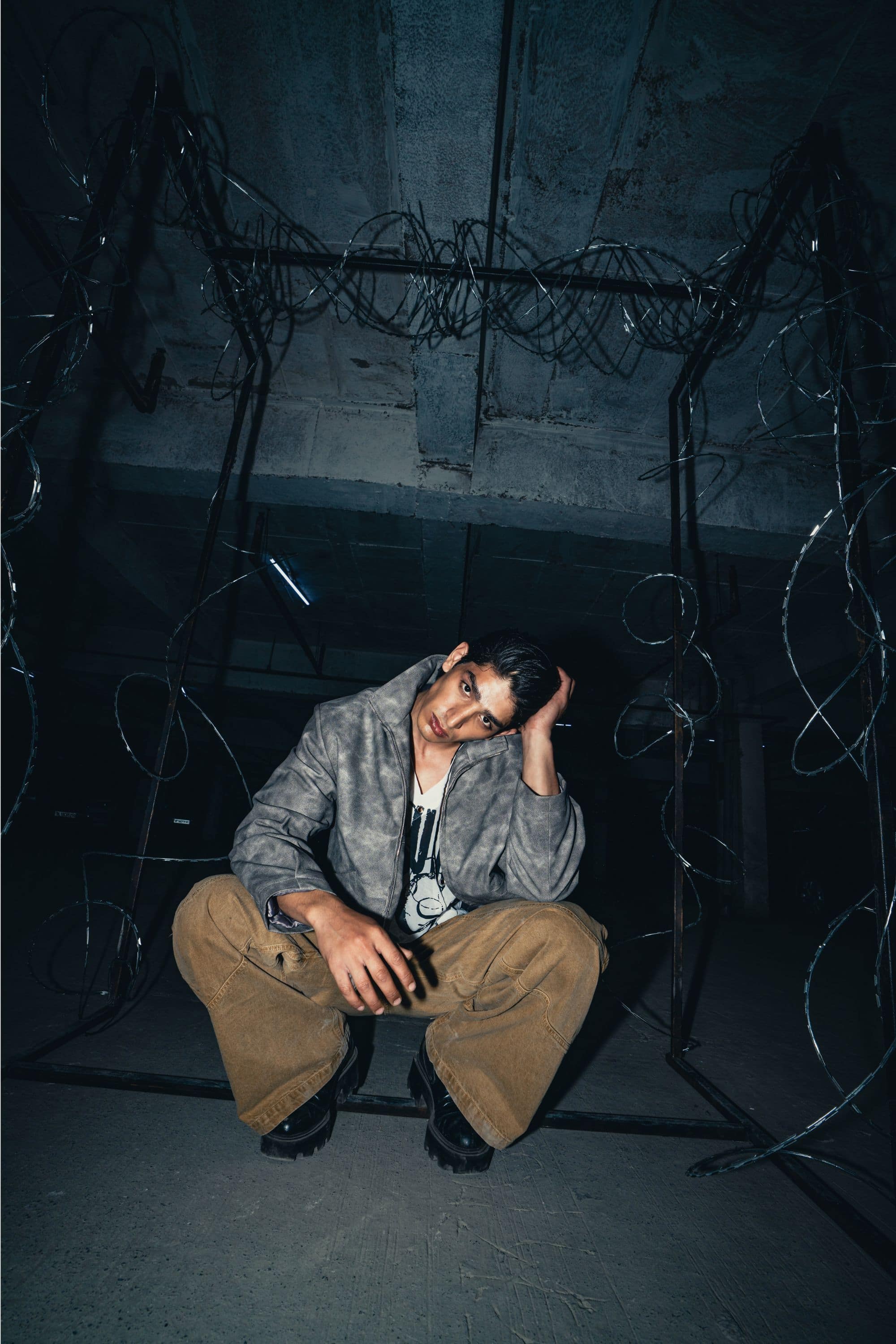 Trendy oversized grey leather jacket, crafted from premium genuine leather, perfect for a relaxed, urban streetwear look by zica bella 